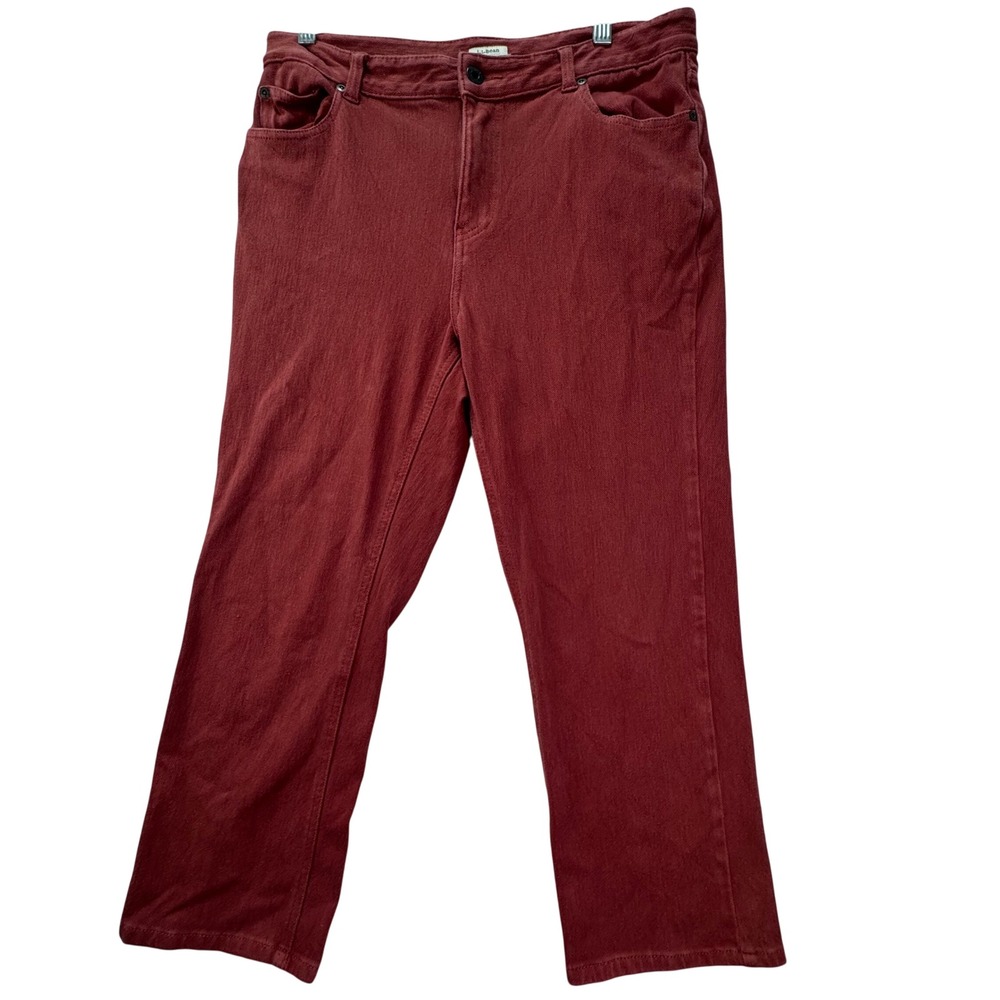 LL Bean Classic Fit Pants Womens 10 Reg Red Straight Leg Stretch 277962 Casual